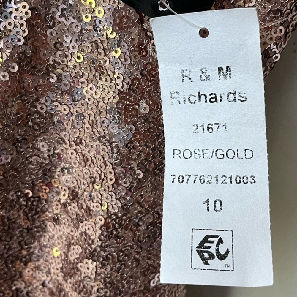 R&M Richards Rose Gold Sequin One Shoulder Dress Womens 10 NWT Party Cocktail - Picture 4 of 14